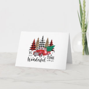 It's The Most Wonderful Time Christmas Red Truck Card