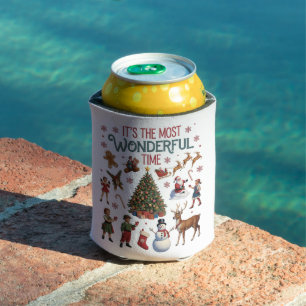 It's The Most Wonderful Time Christmas Vintage Can Cooler