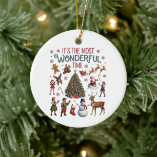 It's The Most Wonderful Time Christmas Vintage Ceramic Tree Decoration