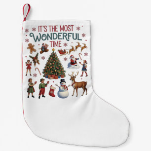 It's The Most Wonderful Time Christmas Vintage  Small Christmas Stocking