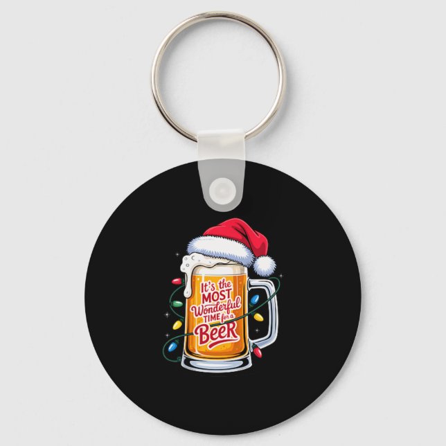 It's The Most Wonderful Time For A Beer Christmas  Key Ring (Front)