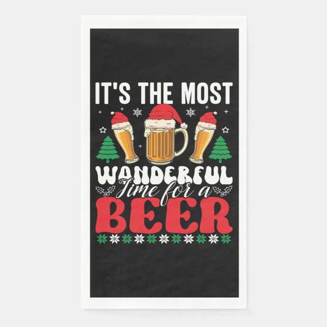 It's The Most Wonderful Time For A Beer Christmas Napkin (Front)