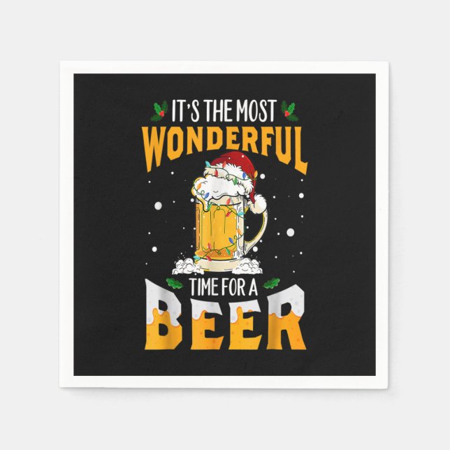Its The Most Wonderful Time For A Beer Christmas S Napkin (Front)