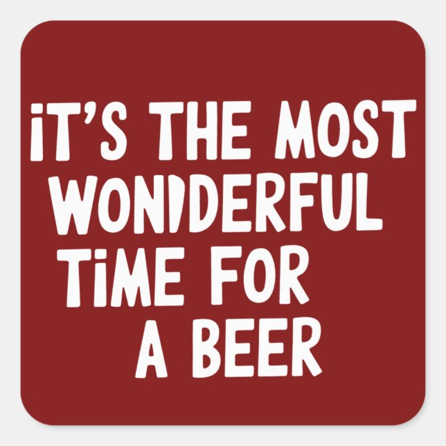 It's The Most Wonderful Time For A Beer Christmas Square Sticker (Front)