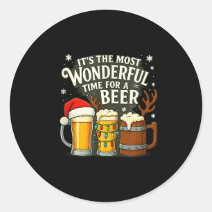 It's The Most Wonderful Time For A Beer Festive La Classic Round Sticker