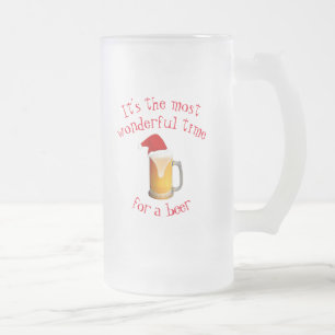 It's The Most Wonderful Time For A Beer Glass Frosted Glass Beer Mug