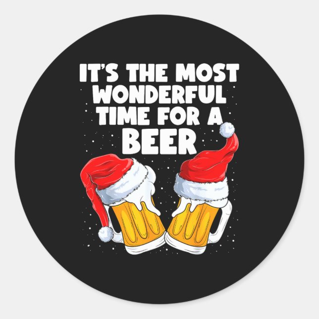 It's The Most Wonderful Time For A Beer Lover Chri Classic Round Sticker (Front)