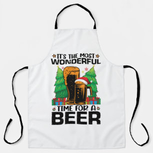 Its The Most Wonderful Time For A Beer Santa  Apron