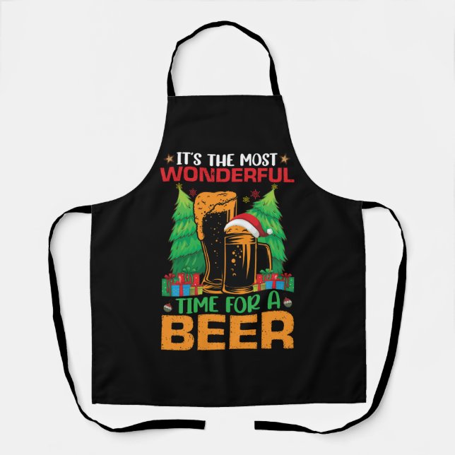 Its The Most Wonderful Time For A Beer Santa  Apron (Front)