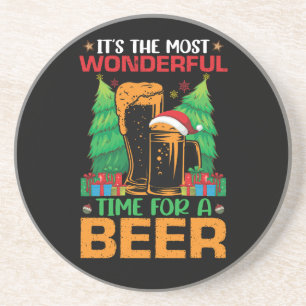 Its The Most Wonderful Time For A Beer Santa Coaster