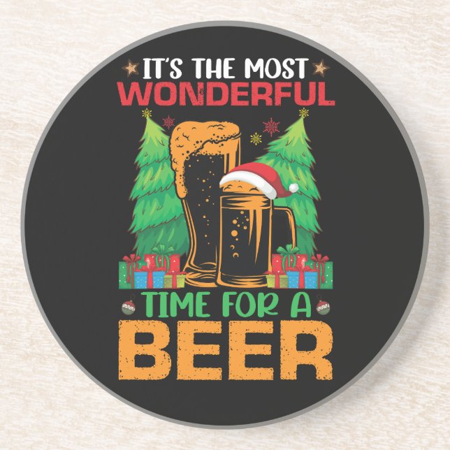 Its The Most Wonderful Time For A Beer Santa  Coaster (Front)