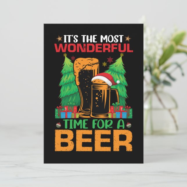 Its The Most Wonderful Time For A Beer Santa  Invitation (Standing Front)