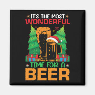 Its The Most Wonderful Time For A Beer Santa Magnet