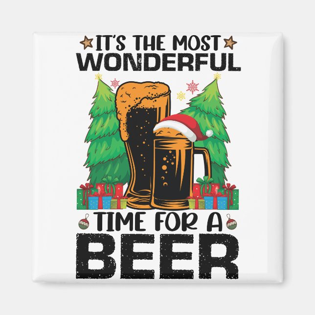 Its The Most Wonderful Time For A Beer Santa  Magnet (Front)