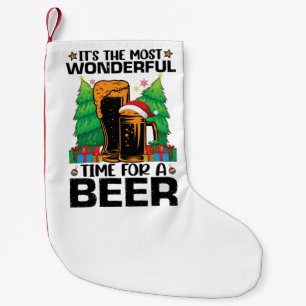 Its The Most Wonderful Time For A Beer Santa  Small Christmas Stocking
