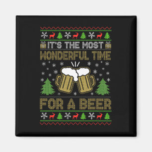 It's The Most Wonderful Time For A Beer Santa Ugly Magnet