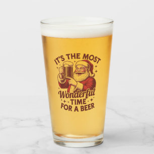 It's The Most Wonderful Time For A Beer Santa Xmas Glass