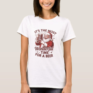 It's The Most Wonderful Time For A Beer Santa Xmas T-Shirt