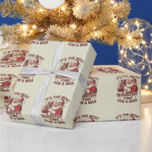 It's The Most Wonderful Time For A Beer Santa Xmas Wrapping Paper