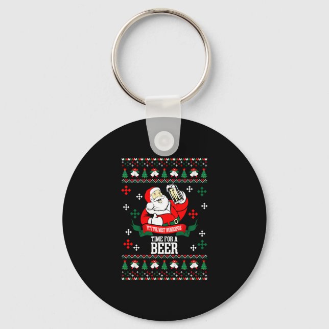 It's the Most Wonderful Time For A Beer Ugly Chris Key Ring (Front)