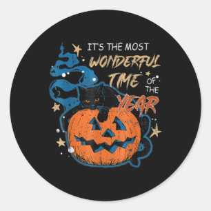 It's the Most Wonderful Time of the Year black cat Classic Round Sticker