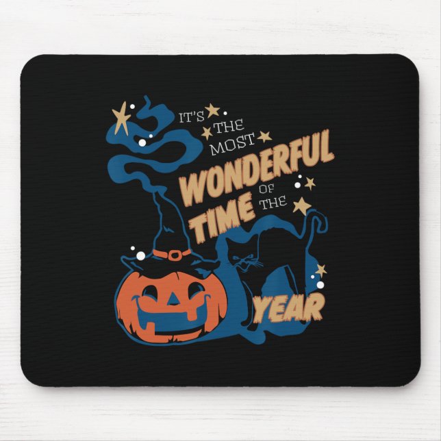 It's The Most Wonderful Time Of The Year Black Cat Mouse Mat (Front)