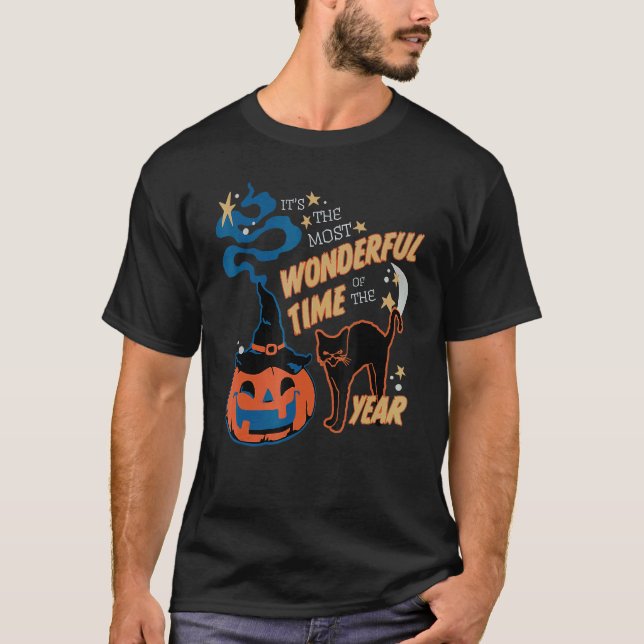 It's The Most Wonderful Time Of The Year Black Cat T-Shirt (Front)