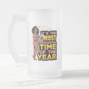 It's The Most Wonderful Time Of The Year Christmas Frosted Glass Beer Mug