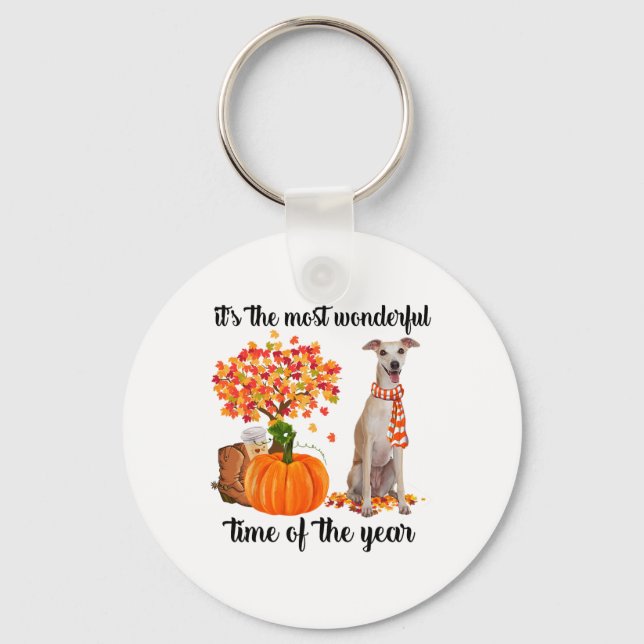 It's The Most Wonderful Time Of The Year Greyhound Key Ring (Front)