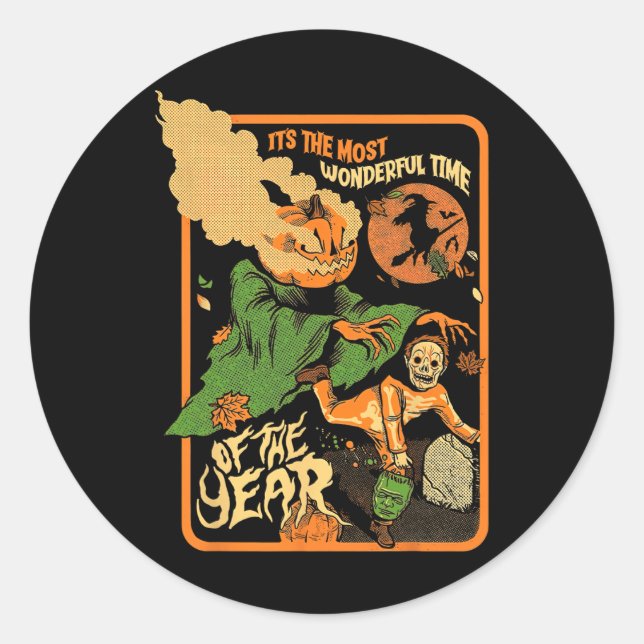 It's The Most Wonderful Time Of The Year Halloween Classic Round Sticker (Front)