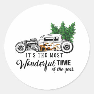 It's The Most Wonderful Time of The Year Hot Rod Classic Round Sticker