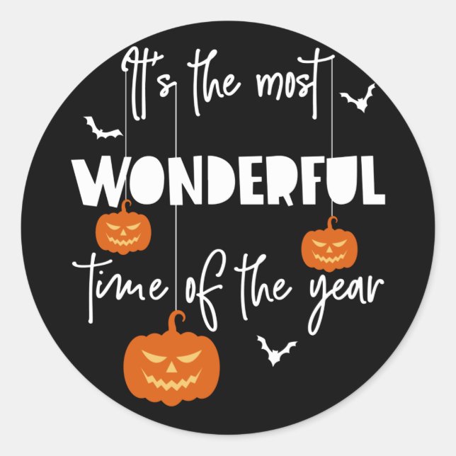 It's the Most Wonderful Time of the Year Pumpkin Classic Round Sticker (Front)