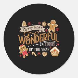 It's The Most Wonderful Time Of Year Christmas Gin Classic Round Sticker