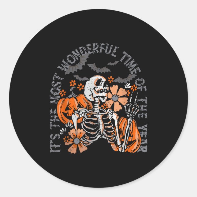 It's The Most Wonderful's Halloween Time Of The Ye Classic Round Sticker (Front)