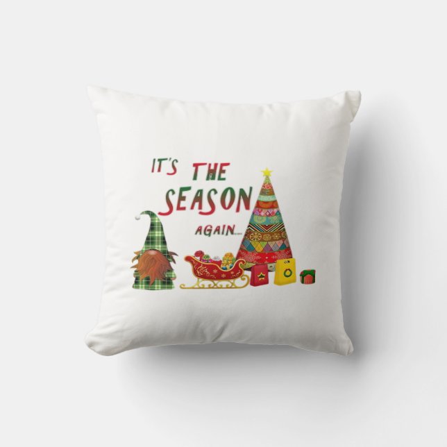 Its The Season Again Christmas Gnome Cushion (Front)
