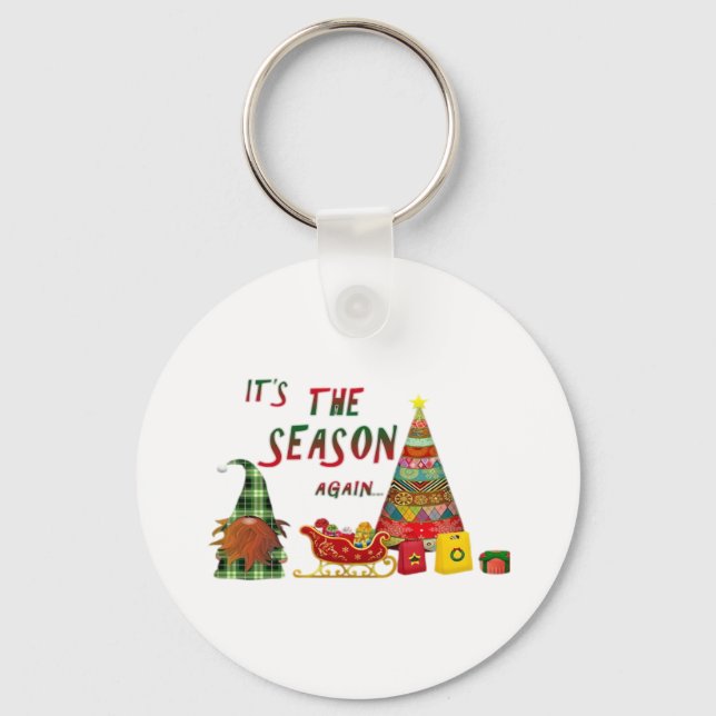 Its The Season Again Christmas Gnome Key Ring (Front)