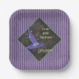 It's the Witching Time Of Year Halloween Square Paper Plate