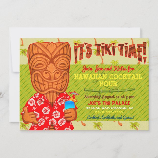It's Tiki Time Luau Cookout Party Invitation (Front)