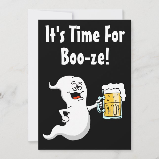 It's Time For Booze Adult Halloween Party Invitation (Front)