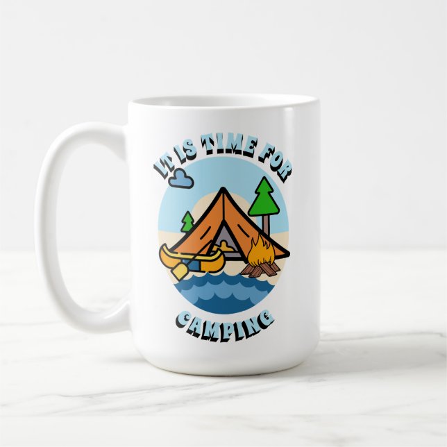 It's Time for Camping Personalised Coffee Mug (Left)