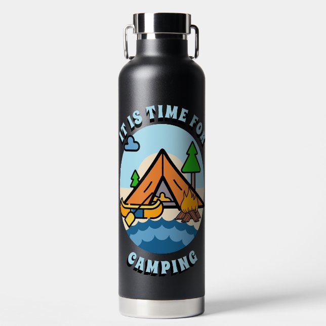 It's Time for Camping Personalised Water Bottle (Front)