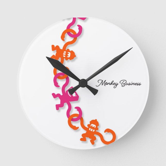 It's time for Monkey Business Round Wall Clock (Front)