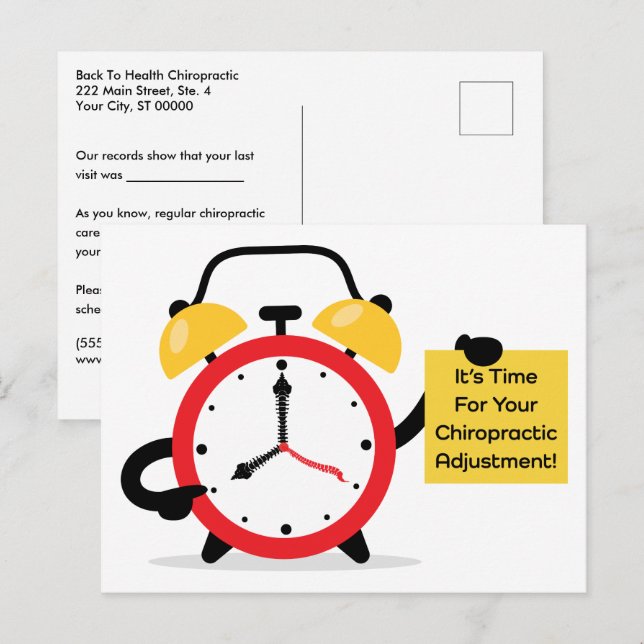 It's Time For Your Chiropractic Adjustment Postcard (Front/Back)