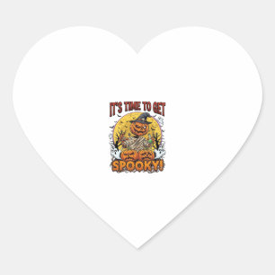 Its Time Get Spooky Halloween Pumpkin Mummy Ghosts Heart Sticker