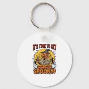 Its Time Get Spooky Halloween Pumpkin Mummy Ghosts Key Ring