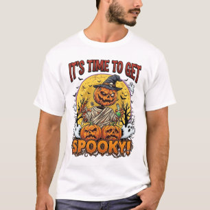 Its Time Get Spooky Halloween Pumpkin Mummy Ghosts T-Shirt