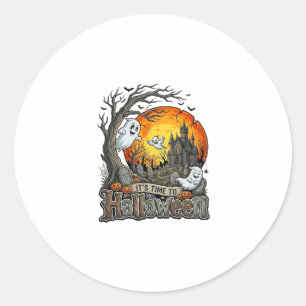 Its Time Halloween Haunted House Graveyard Spooky Classic Round Sticker