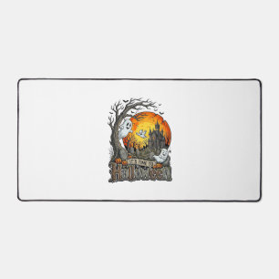 Its Time Halloween Haunted House Graveyard Spooky Desk Mat