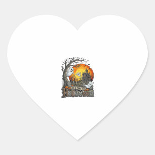 Its Time Halloween Haunted House Graveyard Spooky  Heart Sticker