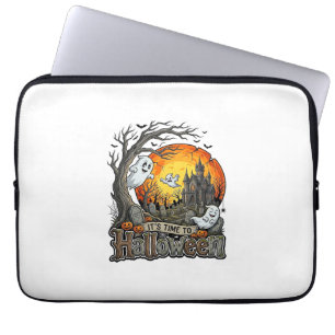 Its Time Halloween Haunted House Graveyard Spooky Laptop Sleeve